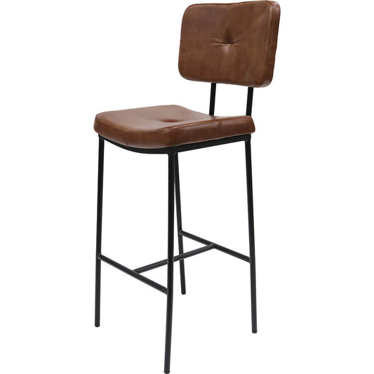 Herning barstol med polstret læder sæde og ryg